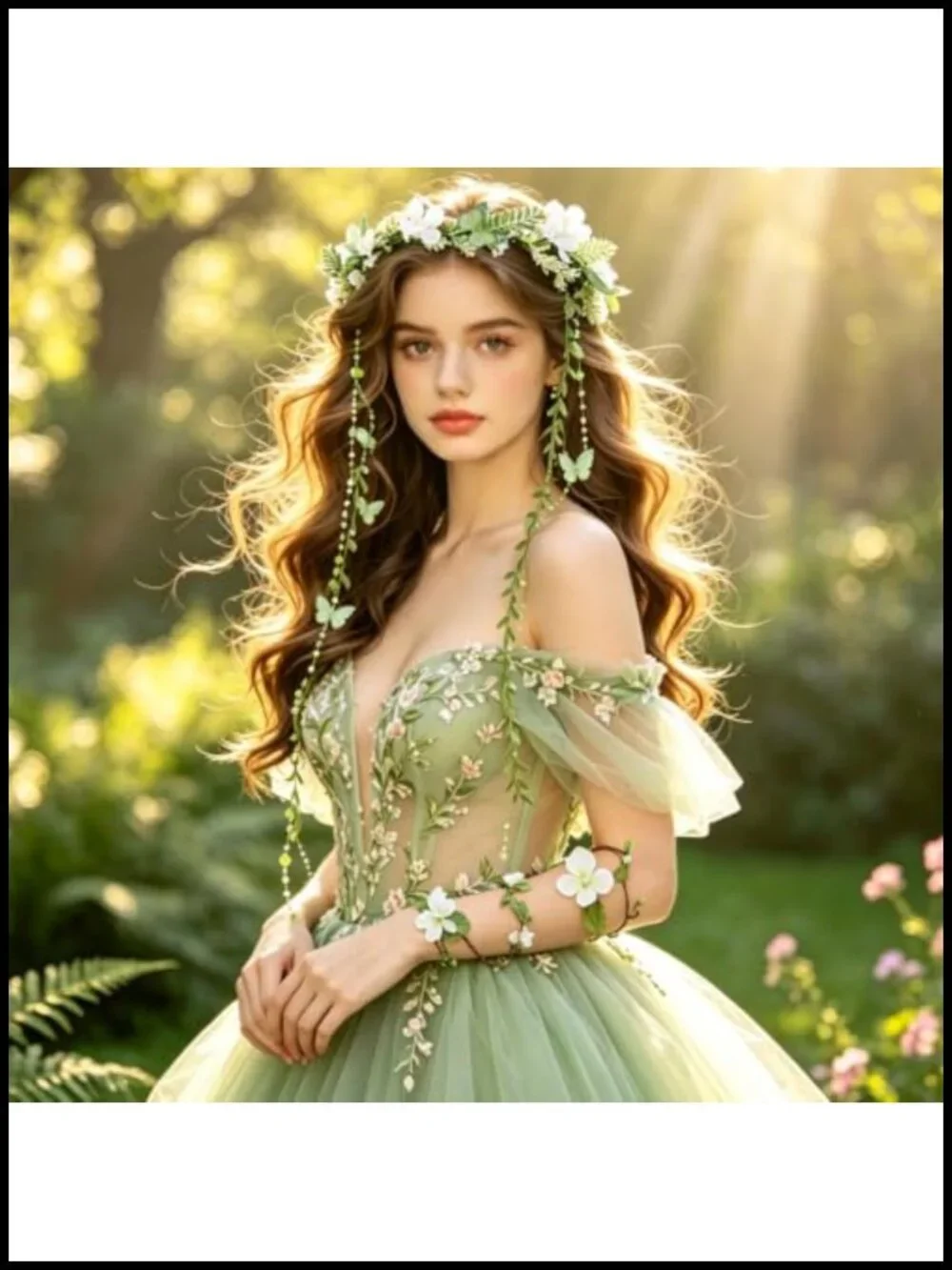 Butterfly Tassel Flower Crown with Arm Wraps 3pc Renaissance Costume